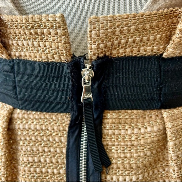 Vintage D&G Dolce & Gabbana Gold Metallic Tweed Sheath Dress Sleeveless Size 38 - Picture 10 of 14